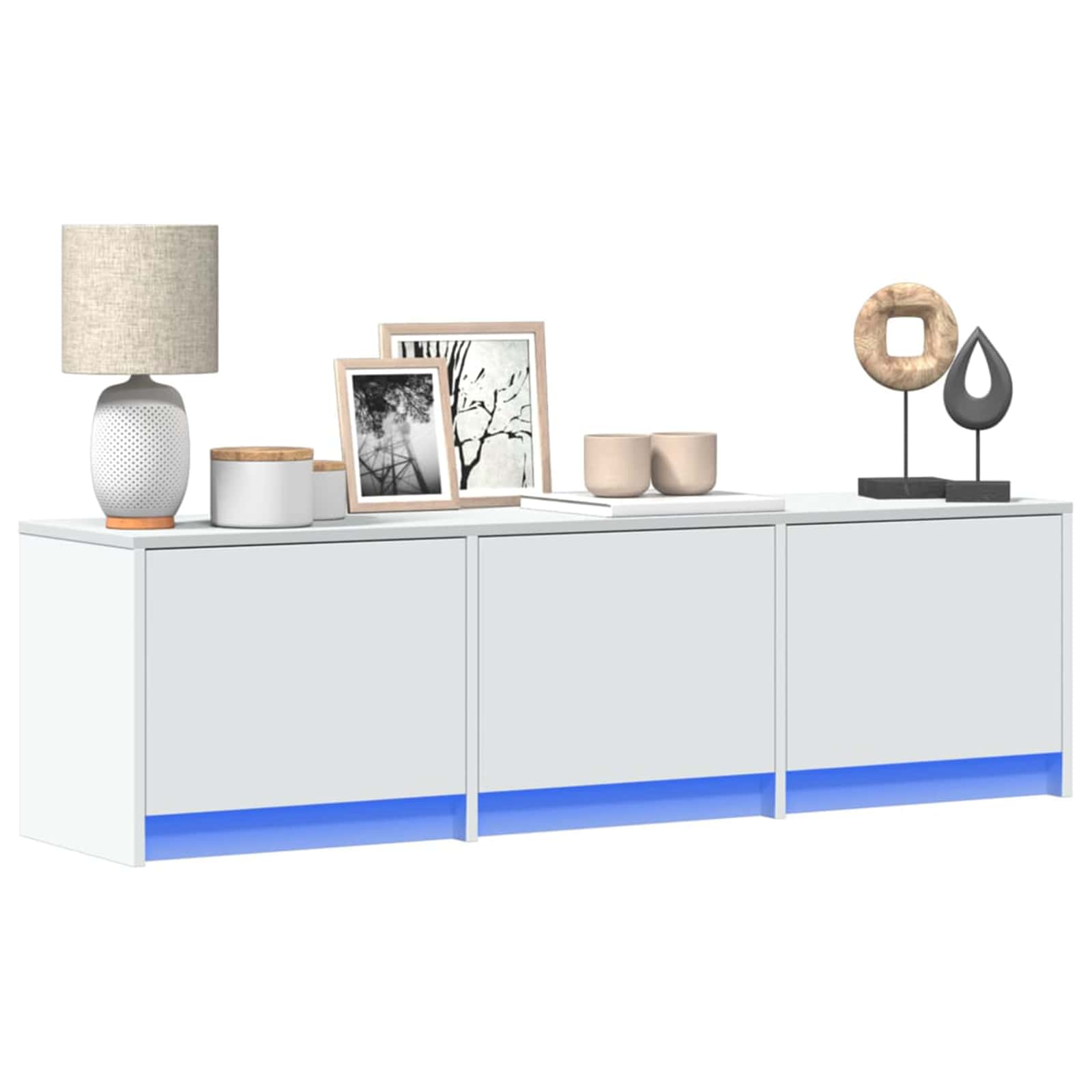 TV-skab med LED Hvid 140 x 34 x 40 cm Konstrueret træ