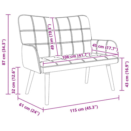 2-personers sofa Lysegrå 115 x 61 x 87 cm Stof