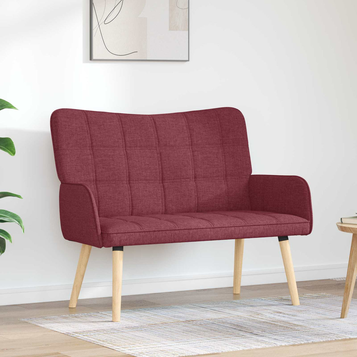 vidaXL 2-personers sofa Vinrød 115 x 61 x 87 cm Stof