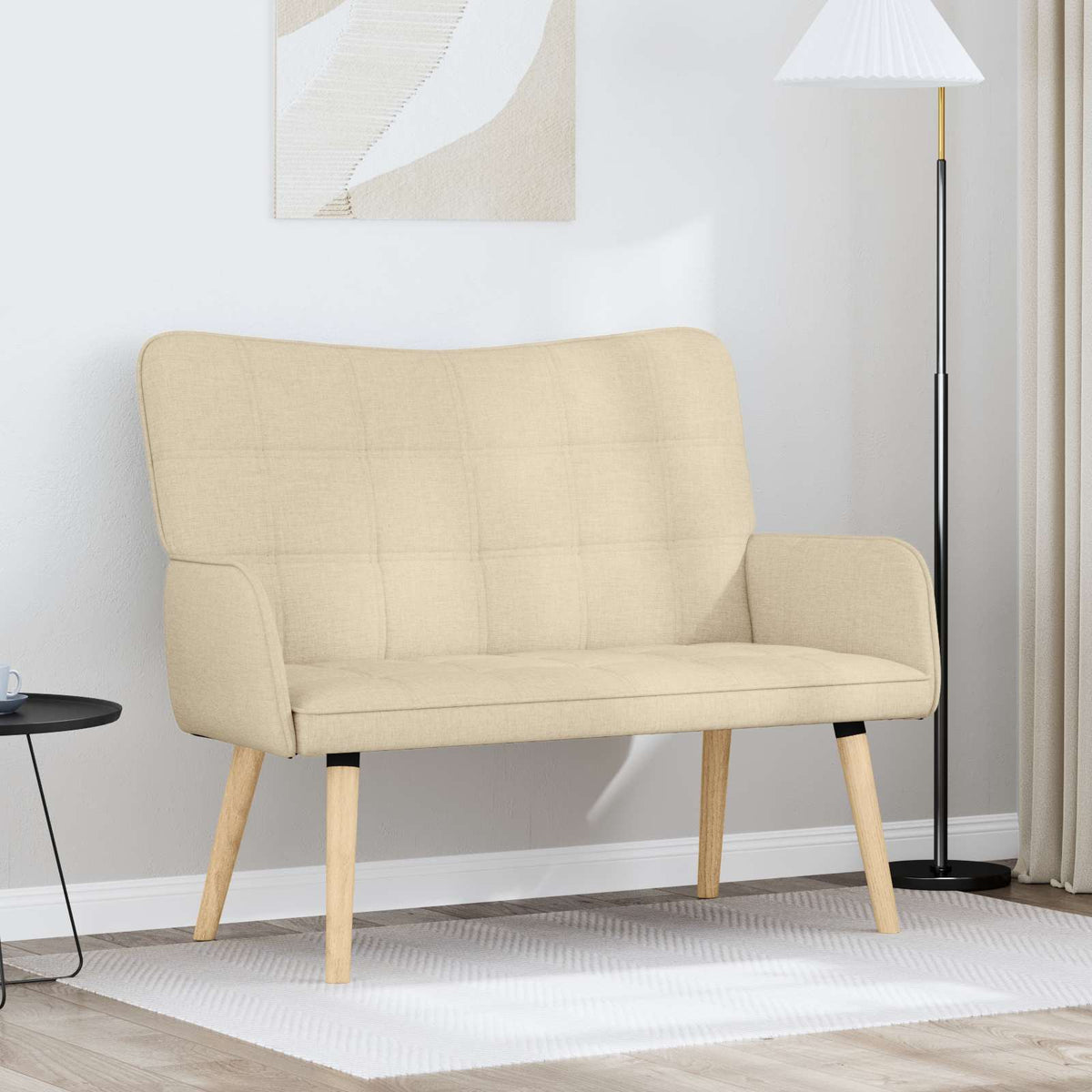 vidaXL 2-personers sofa Cremefarvet 115 x 61 x 87 cm Stof