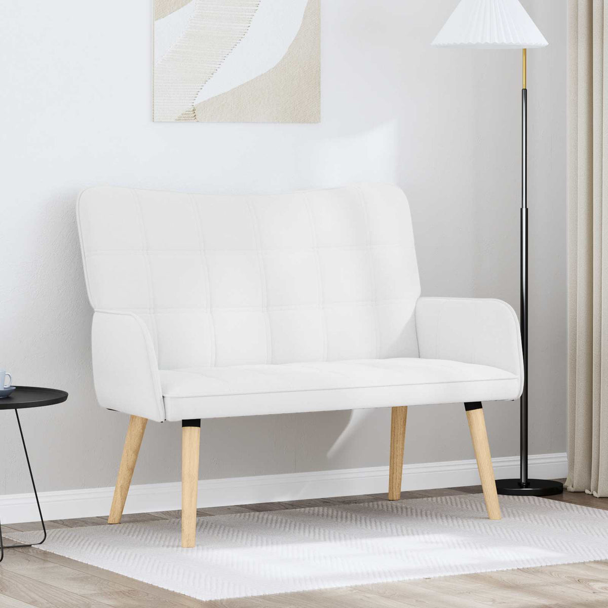 vidaXL 2-personers sofa Hvid 115 x 61 x 87 cm Stof