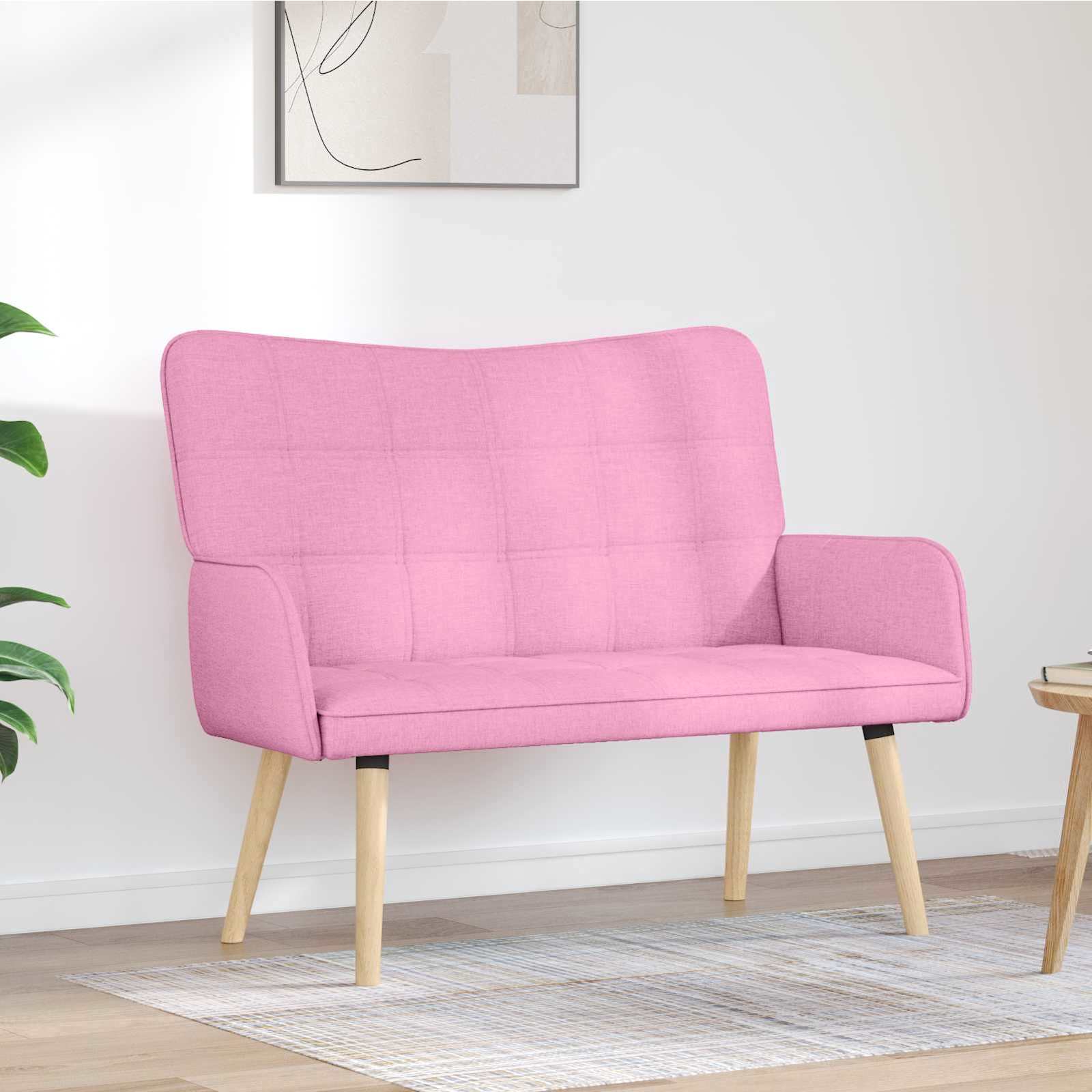 2-personers sofa i stof - lyserød, 115 × 61 × 87 cm