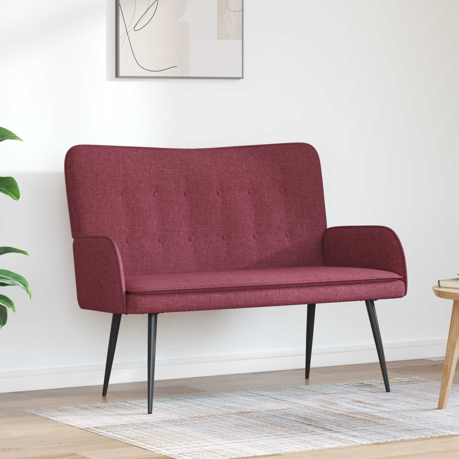 vidaXL 2-personers sofa Vinrød 115 x 61 x 87 cm Stof