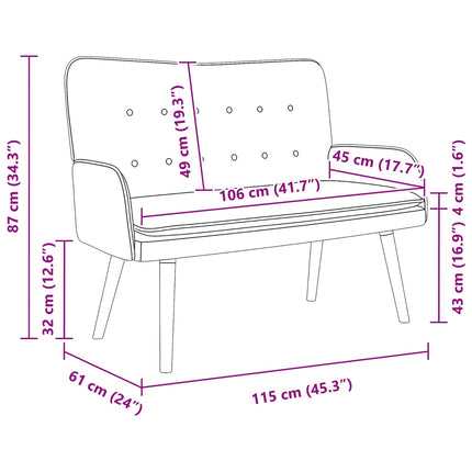 2-personers sofa Cremefarvet 115 x 61 x 87 cm Fløjl