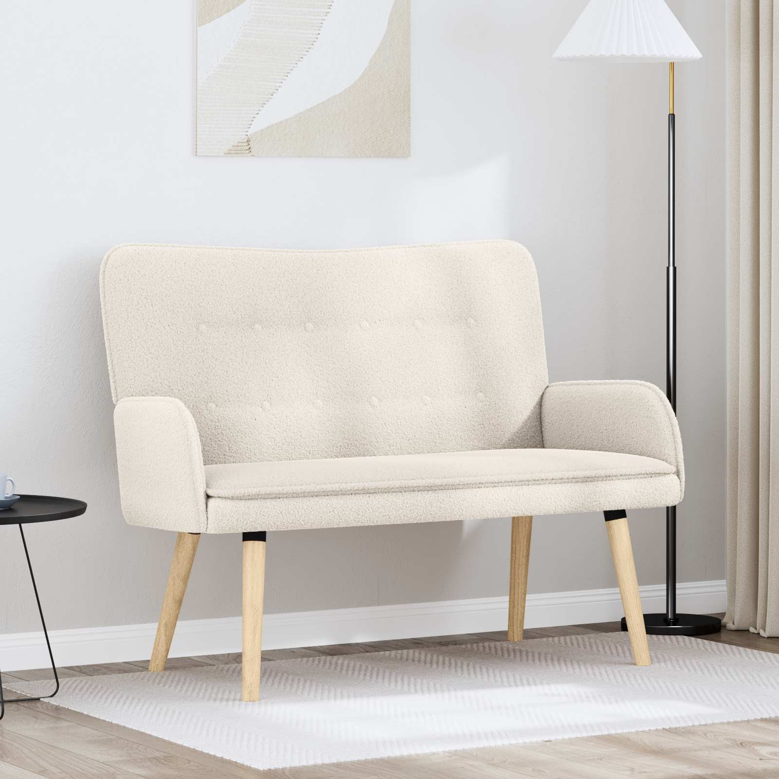 2-personers sofa Cremefarvet 115 x 61 x 87 cm Boucl