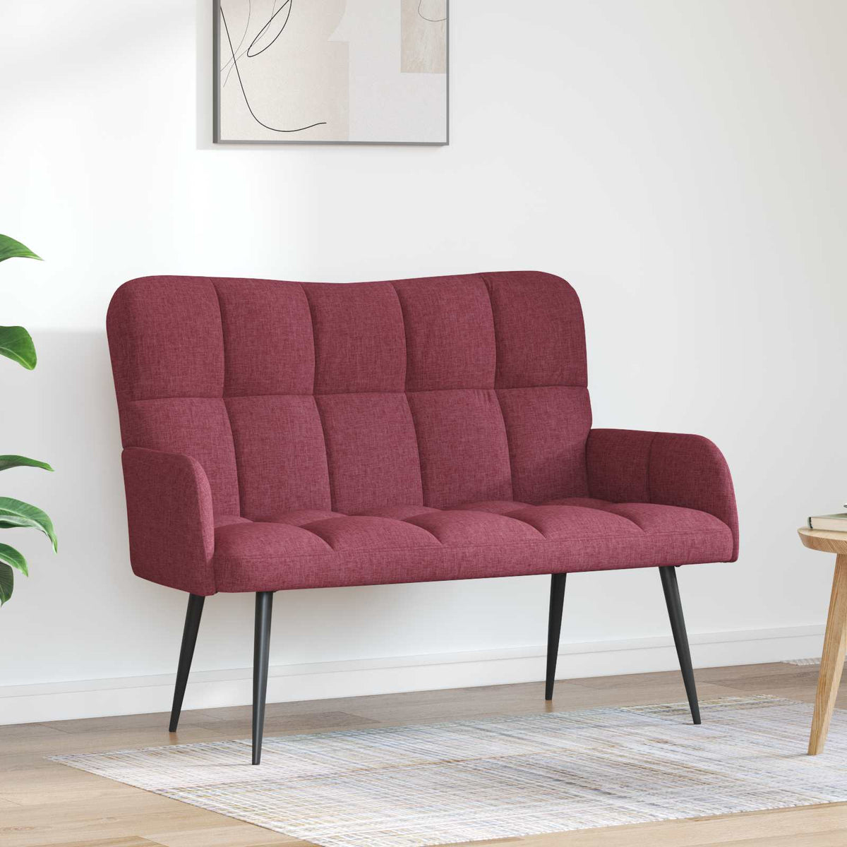vidaXL 2-personers sofa Vinrød 115 x 61 x 87 cm Stof