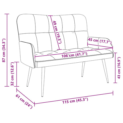 2-personers sofa Gråbrun 115 x 61 x 87 cm Stof