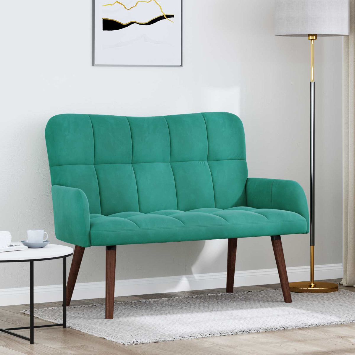 vidaXL 2-personers sofa Turkis 115 x 61 x 87 cm Fløjl