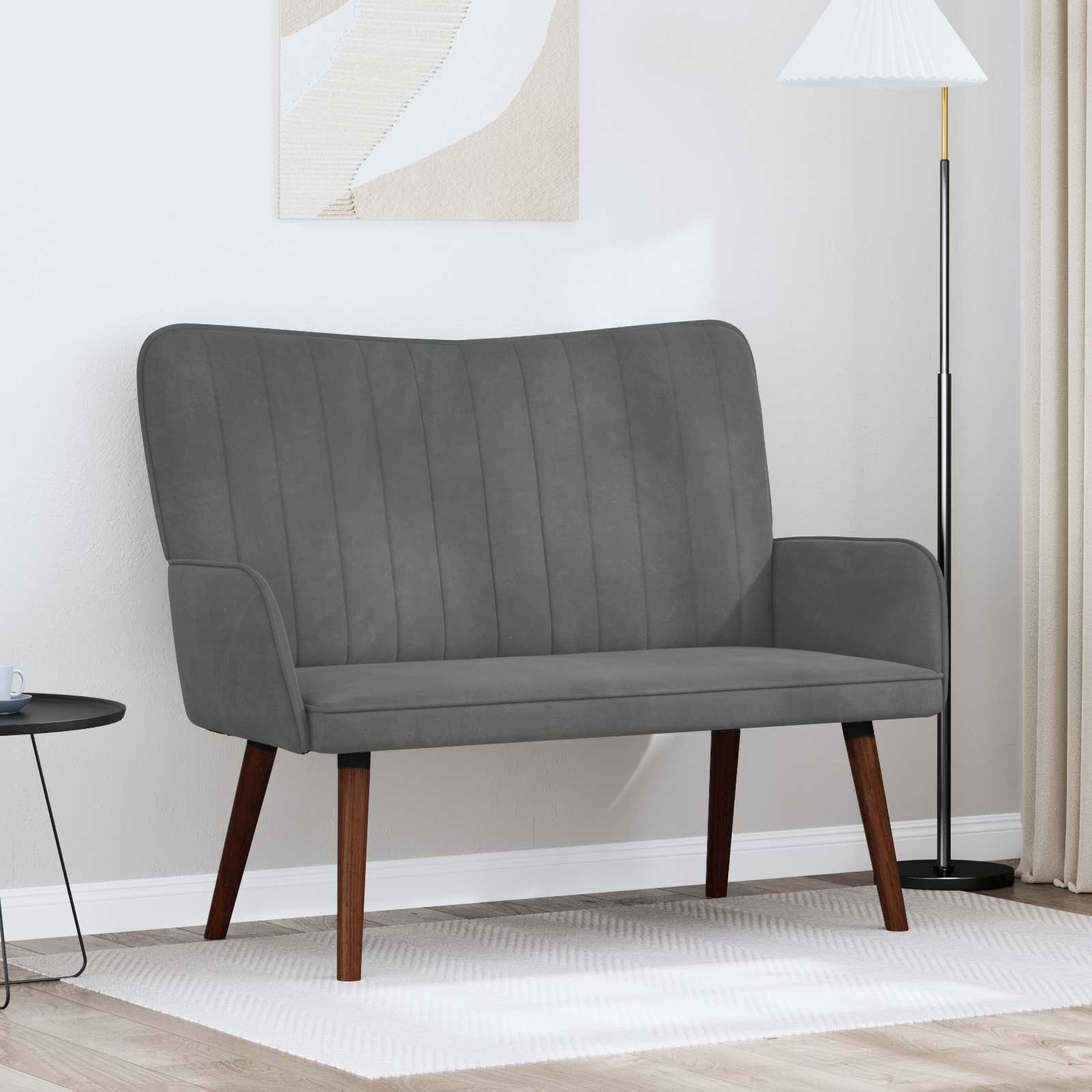 vidaXL 2-personers sofa Mørkegrå 115 x 61 x 87 cm Fløjl