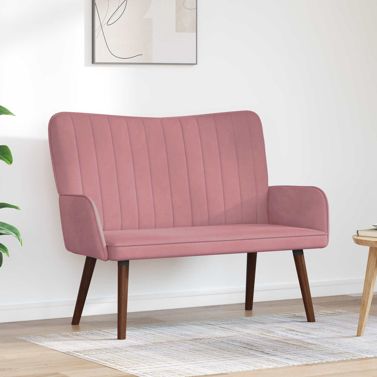 vidaXL 2-personers sofa Lyserød 115 x 61 x 87 cm Fløjl