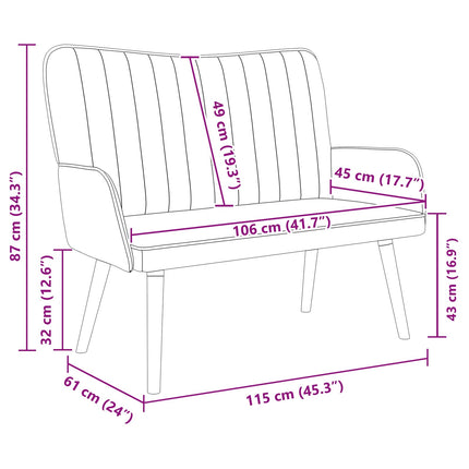 2-personers sofa Gul 115 x 61 x 87 cm Fløjl