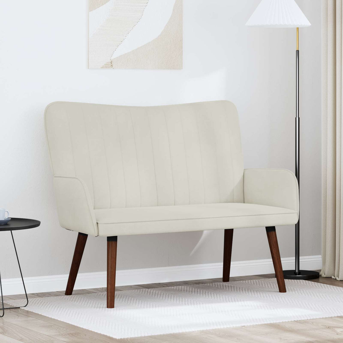 vidaXL 2-personers sofa Cremefarvet 115 x 61 x 87 cm Fløjl