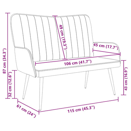 2-personers sofa Lysegrå 115 x 61 x 87 cm Fløjl