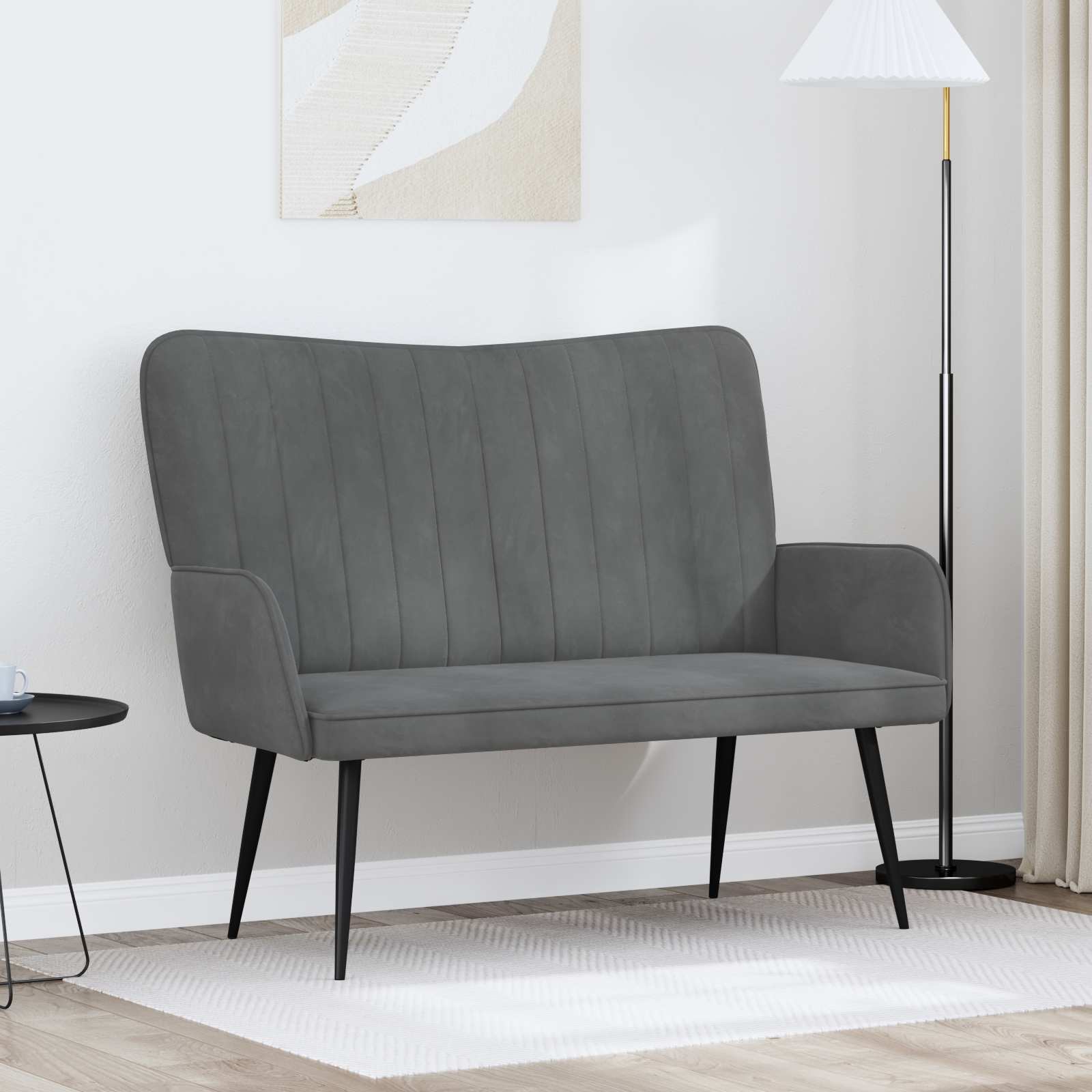 vidaXL 2-personers sofa Mørkegrå 115 x 61 x 87 cm Fløjl