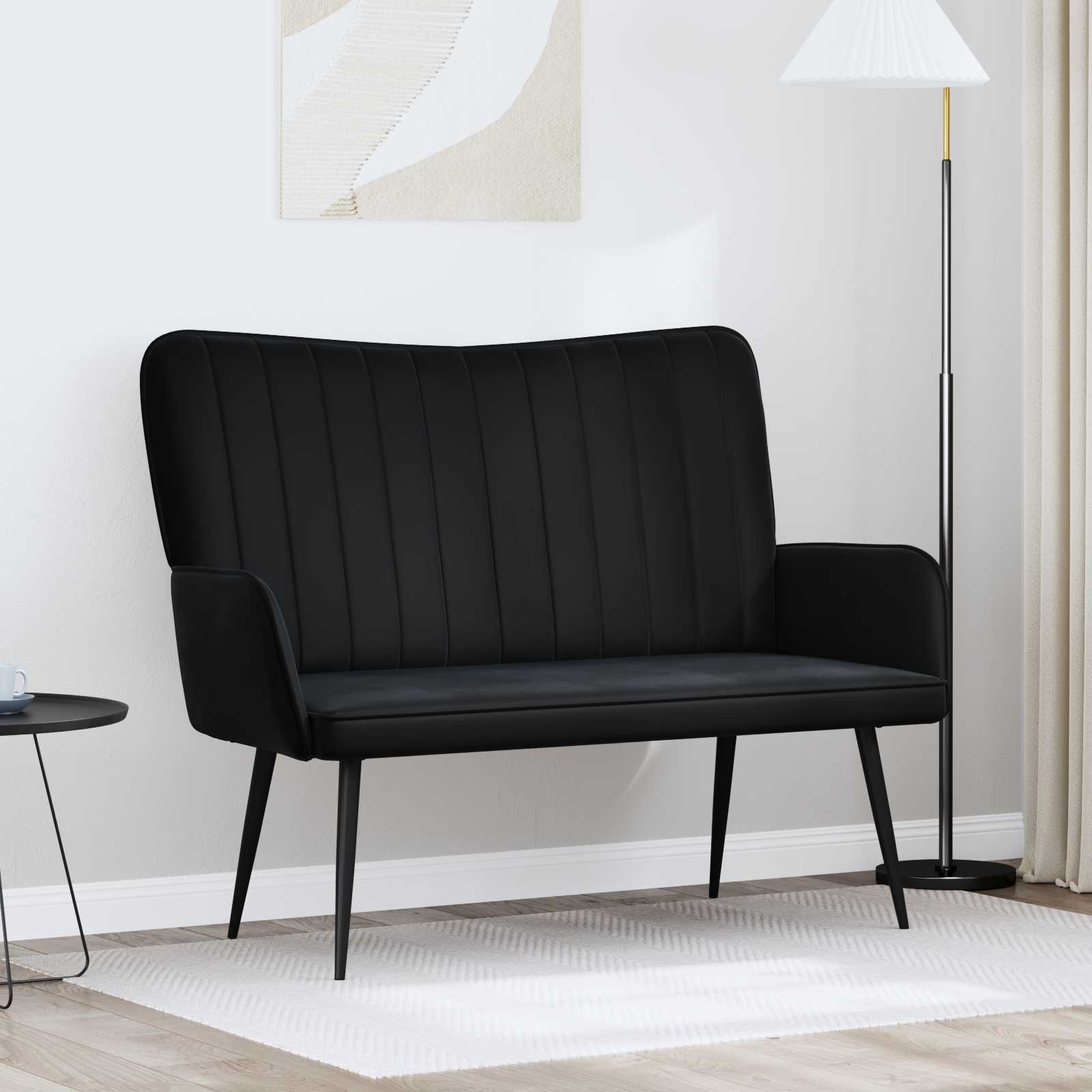 vidaXL 2-personers sofa Sort 115 x 61 x 87 cm Fløjl