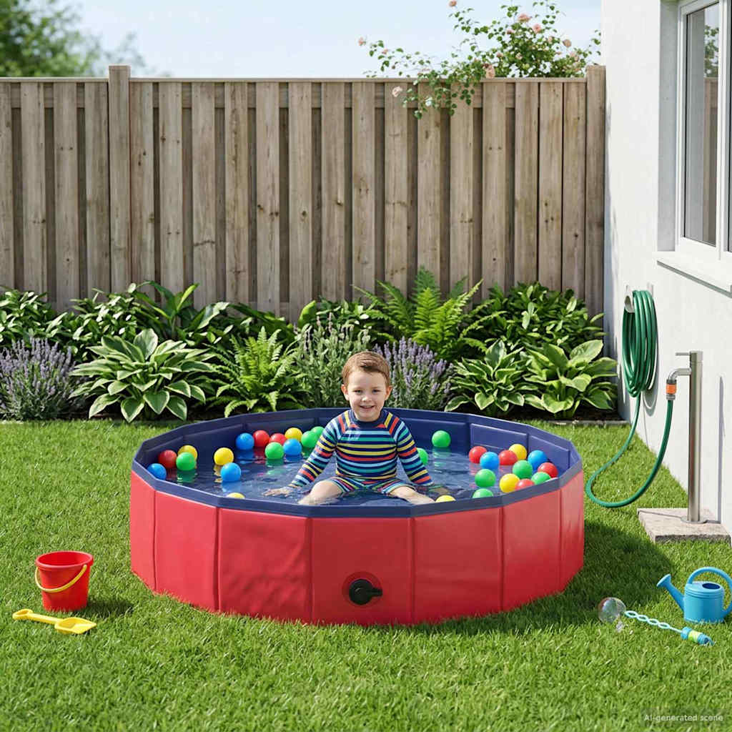 Børne svømmepool Rød Ø 80 x 20 cm Tykt PVC og konstrueret træ