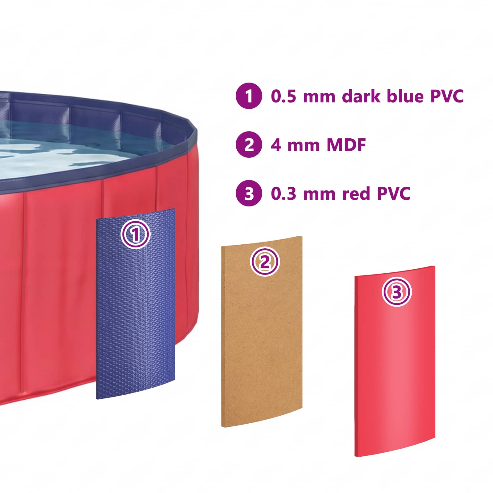 Børne svømmepool Rød Ø200 x 30 cm Tykt PVC og konstrueret træ