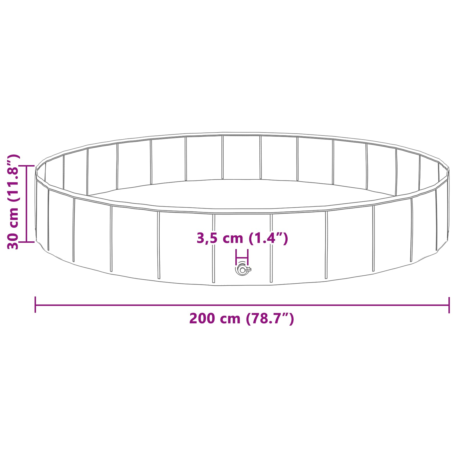 Børne svømmepool Rød Ø200 x 30 cm Tykt PVC og konstrueret træ