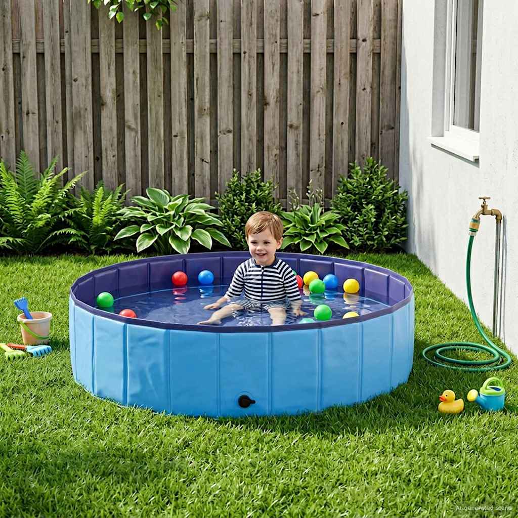 Børne svømmepool Blå Ø 120 x 30 cm Tykt PVC og konstrueret træ