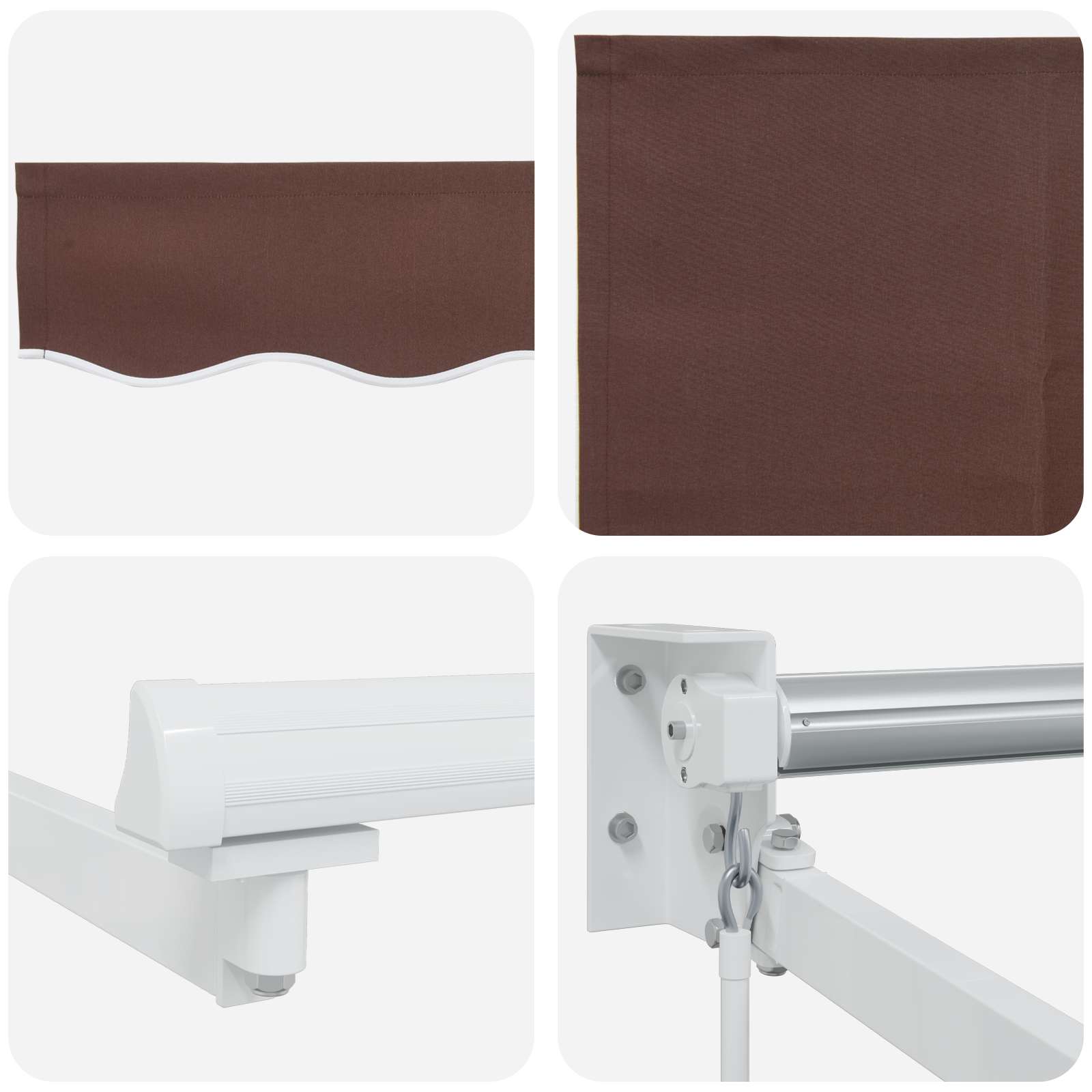 Udtrækkelig markise Brun 4 x 2 m 100% Polyester og Aluminium