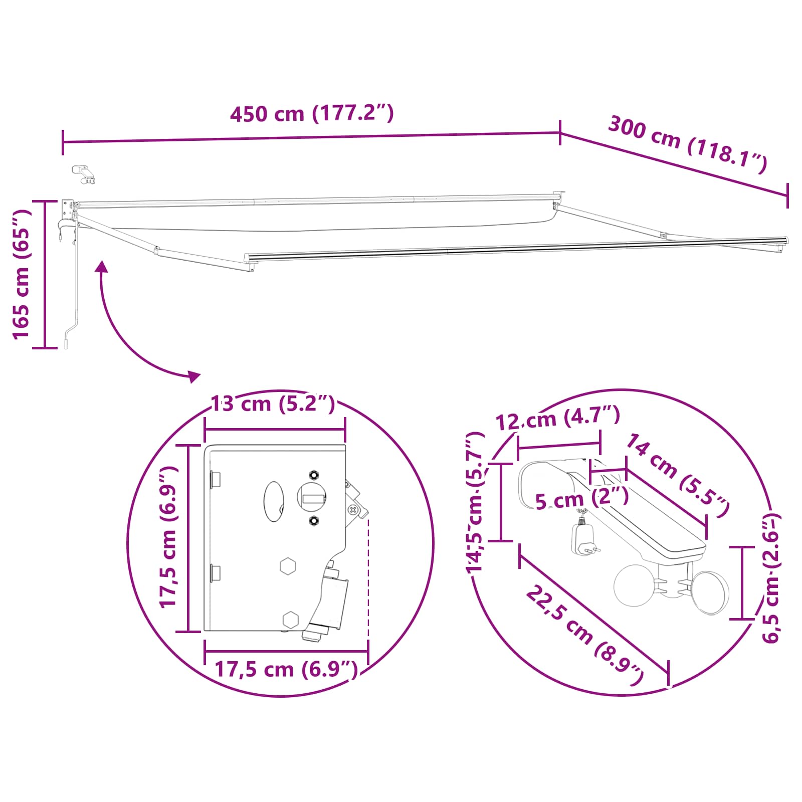 Elektrisk Utrækkelig Markise Flerfarvet 4,5 × 3 m