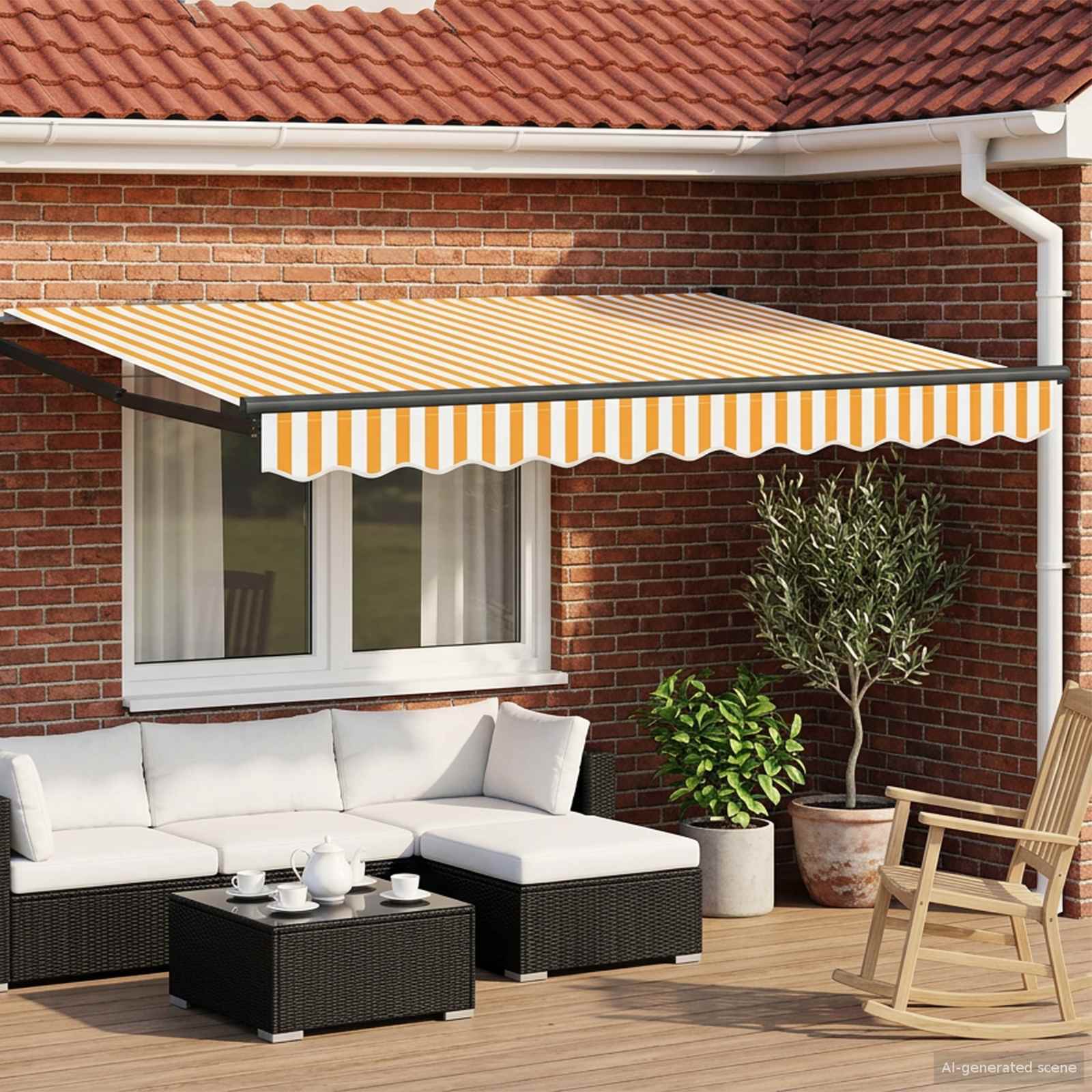 Elektrisk Utrækkelig Markise Gul og Hvid 3 x 2,5 m