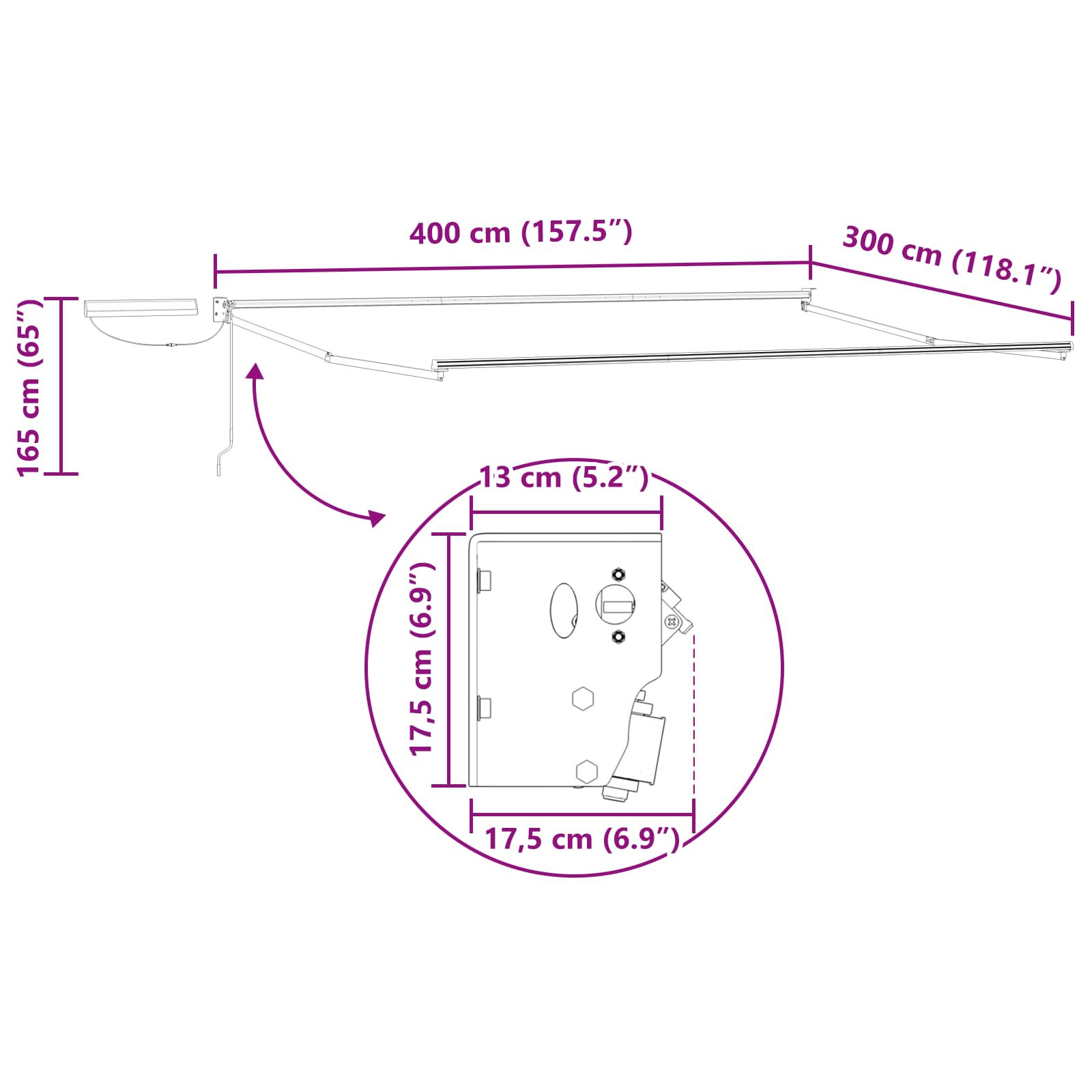 Elektrisk Utrækkelig Markise Sort 4 × 3 m