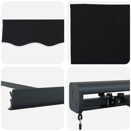 Utrækkelig Markise Sort 4 × 3 m Canvas og Aluminium