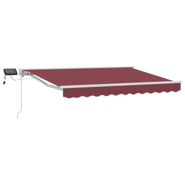 Manuel markise-ramme med LED-lys Bordeaux og Hvid 2,5 x 2 m
