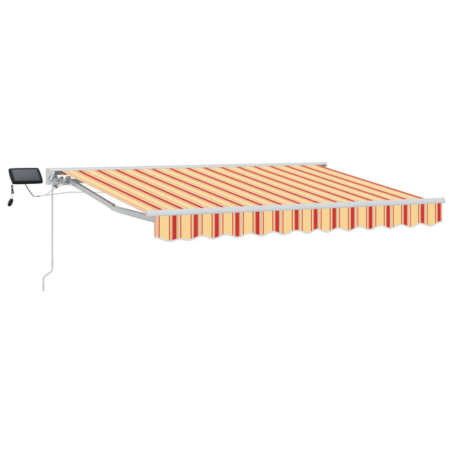 Manuel markise-ramme med LED-lys Gul, Orange og Hvid 2,5 x 2 m