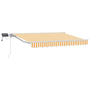 Manuel markise-ramme med LED-lys Gul og Hvid 3,5 x 2 m
