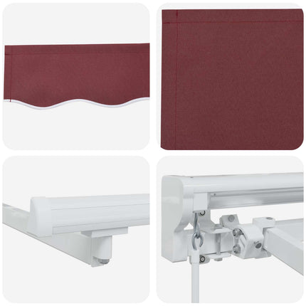 Manuel markise-ramme med LED-lys Bordeaux og Hvid 3,5 x 2 m