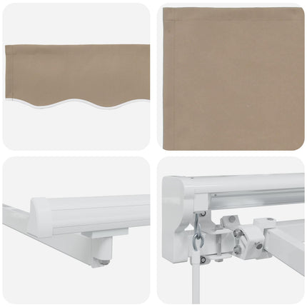 Manuel markise-ramme med LED-lys Beige og hvid 3,5 x 2 m