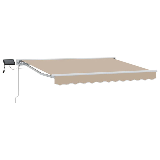 Manuel markise-ramme med LED-lys Beige og hvid 3,5 x 2 m
