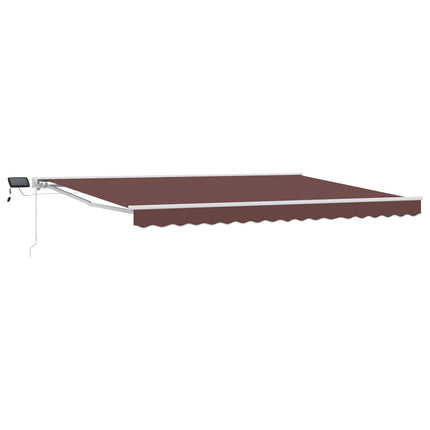 Manuel markise-ramme med LED-lys Brun og hvid 4 x 2 m