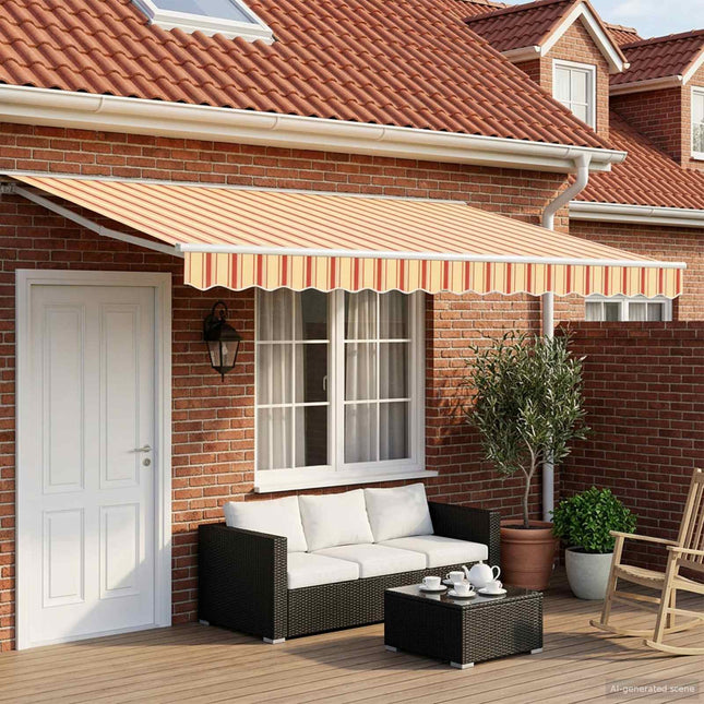 Manuel markise-ramme med LED-lys 4,5 × 3,5 m