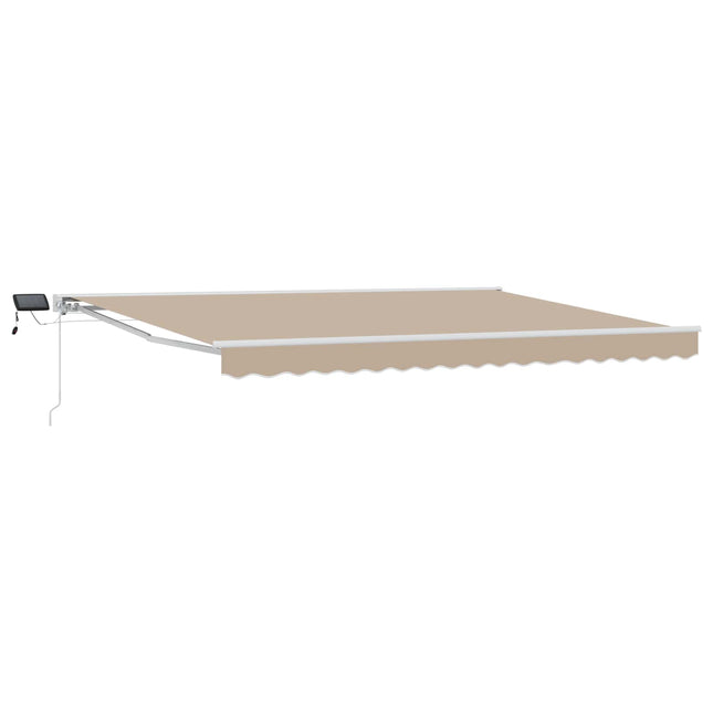 Manuel markise-ramme med LED-lys Beige og hvid 4,5 × 3,5 m