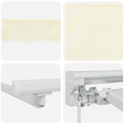 Manuel markise-ramme med LED-lys Creme og hvid 5 x 3 m