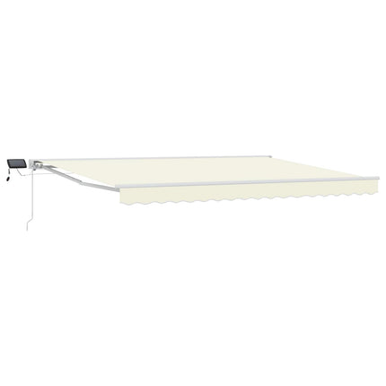 Manuel markise-ramme med LED-lys Creme og hvid 5 x 3 m