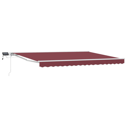 Manuel markise-ramme med LED-lys Bordeaux og Hvid 5 x 3 m