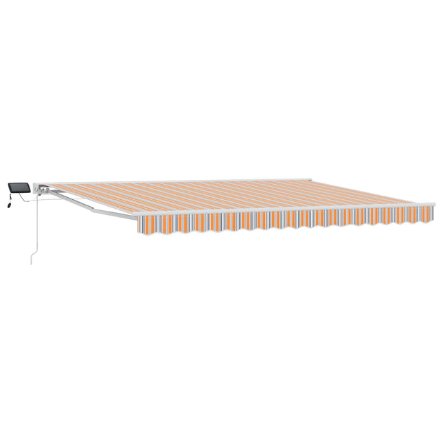 Manuel markise-ramme med LED-lys Blå, Orange, Hvid 5 x 3 m