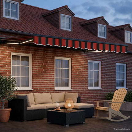Manuel markise-ramme med LED-lys 3,5 x 2 m