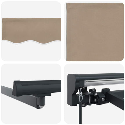 Manuel markise-ramme med LED-lys Beige og Antracit 3,5 x 2 m