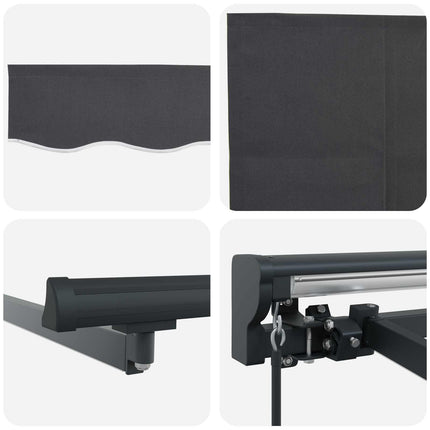 Manuel markise-ramme med LED-lys Antracit 3,5 x 2,5 m