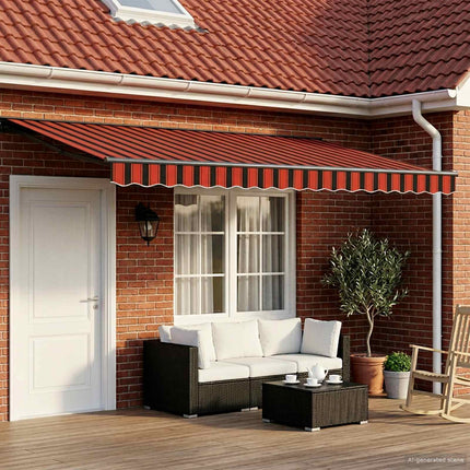 Manuel markise-ramme med LED-lys 4 × 3 m