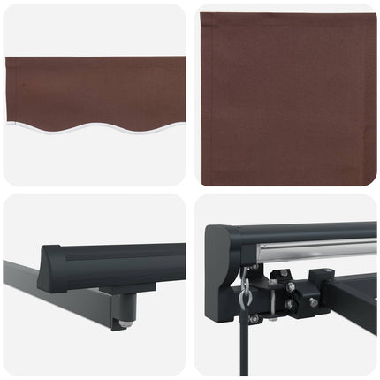 Manuel markise-ramme med LED-lys Brun og antracit 4 × 3 m
