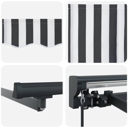 Manuel markise-ramme med LED-lys Anthracit og hvid 4 × 3 m