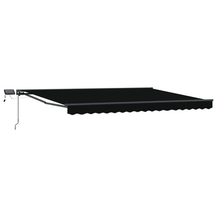 Manuel markise-ramme med LED-lys Sort og Anthracit 4 × 3 m