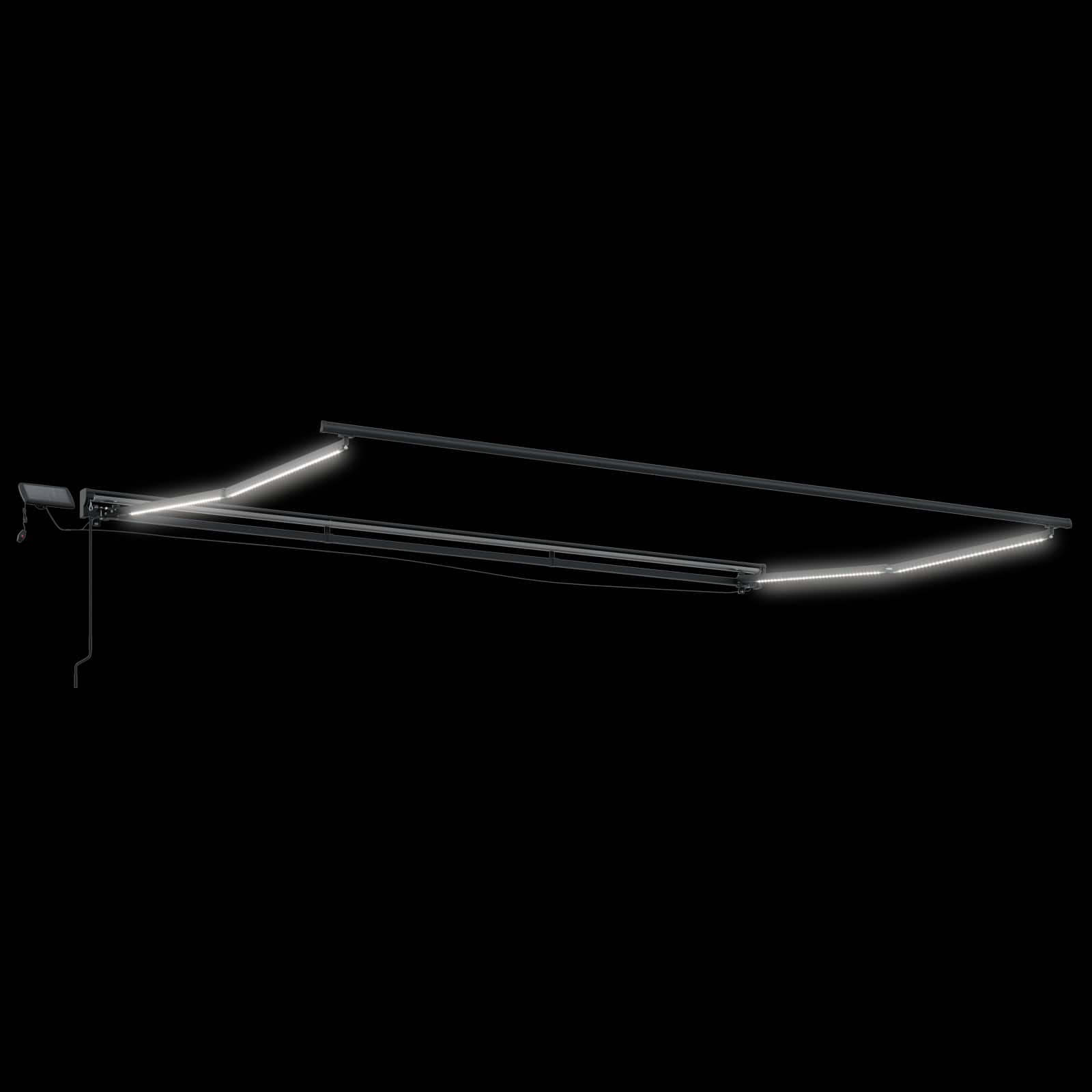 Manuel markise-ramme med LED-lys 4 × 3,5 m