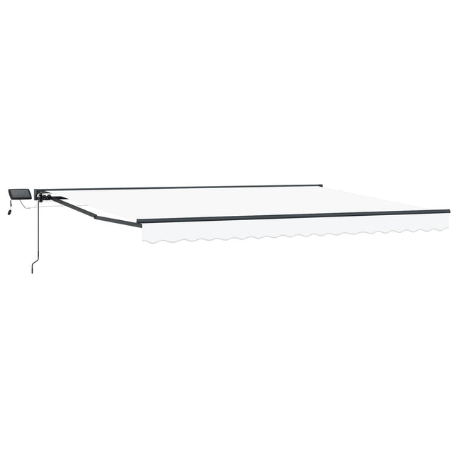 Manuel markise-ramme med LED-lys Hvid og antracit 4,5 × 3 m